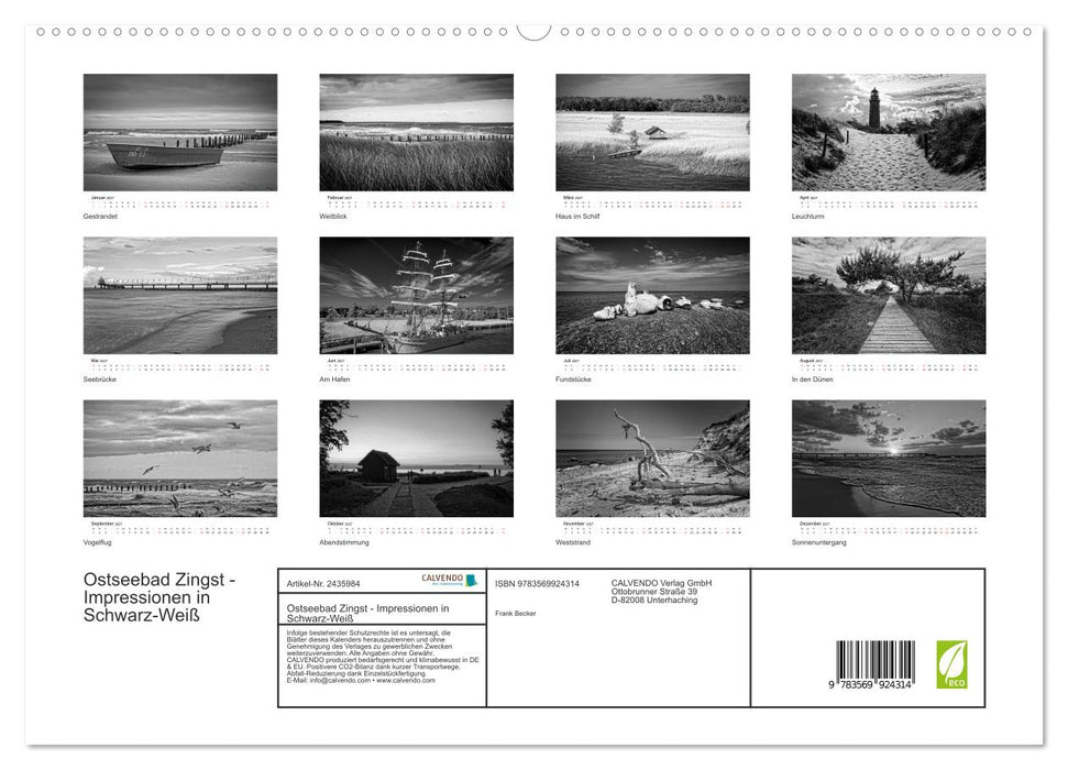 Ostseebad Zingst - Impressionen in Schwarz-Weiß (CALVENDO Premium Wandkalender 2027)