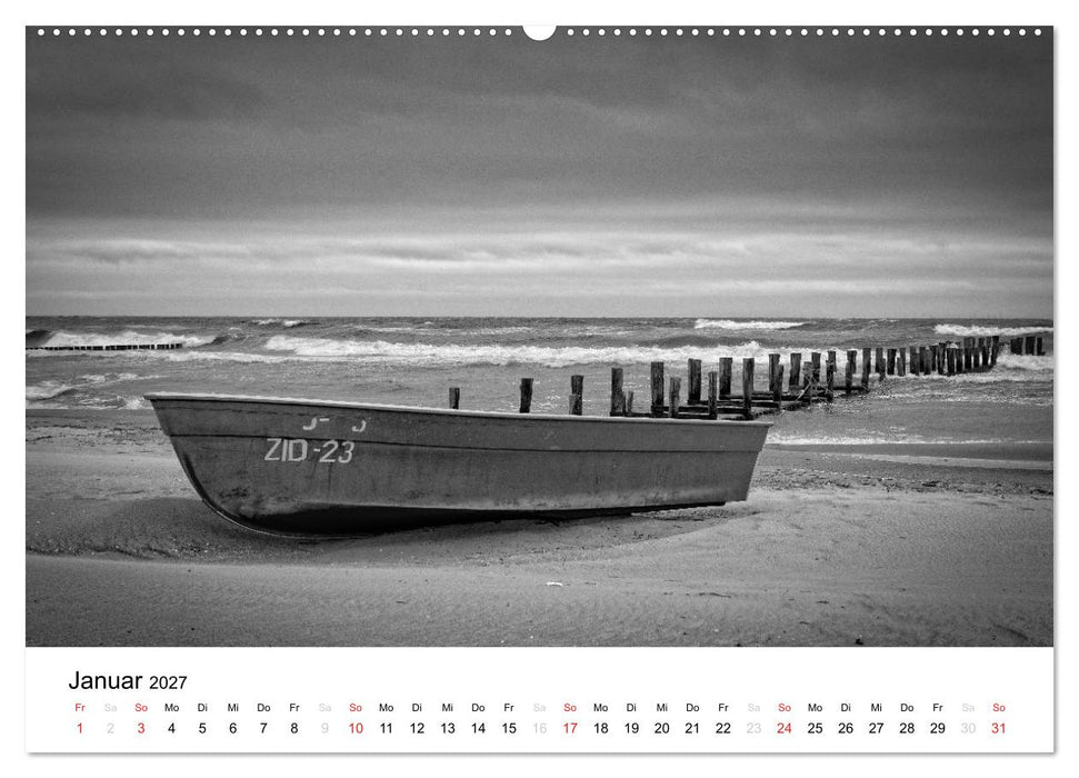 Ostseebad Zingst - Impressionen in Schwarz-Weiß (CALVENDO Premium Wandkalender 2027)