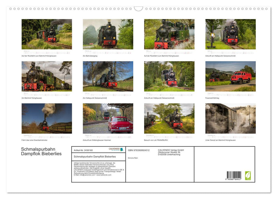 Schmalspurbahn Dampflok Bieberlies (CALVENDO Wandkalender 2027)