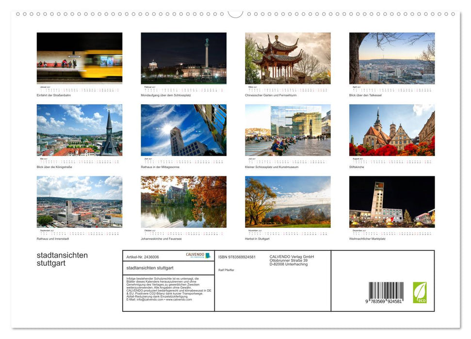 stadtansichten stuttgart (CALVENDO Premium Wandkalender 2027)