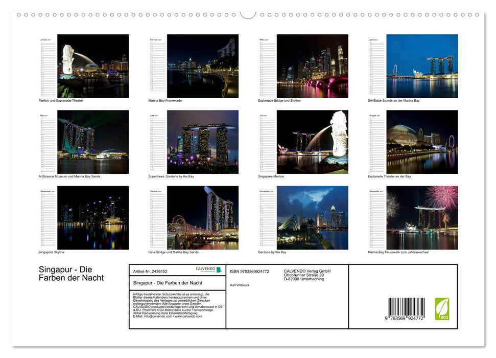 Singapur - Die Farben der Nacht (CALVENDO Premium Wandkalender 2027)