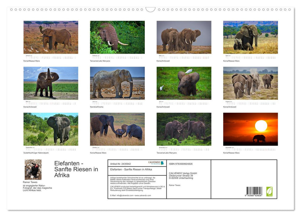 Elefanten - Sanfte Riesen in Afrika (CALVENDO Wandkalender 2027)