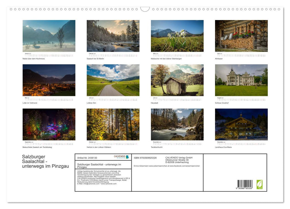 Salzburger Saalachtal - unterwegs im Pinzgau (CALVENDO Wandkalender 2027)