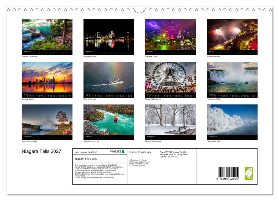 Niagara Falls 2027 (CALVENDO Monthly Calendar 2027)