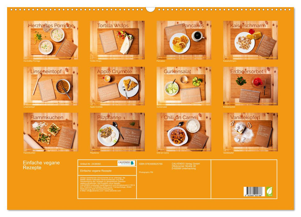 Einfache vegane Rezepte (CALVENDO Wandkalender 2027)