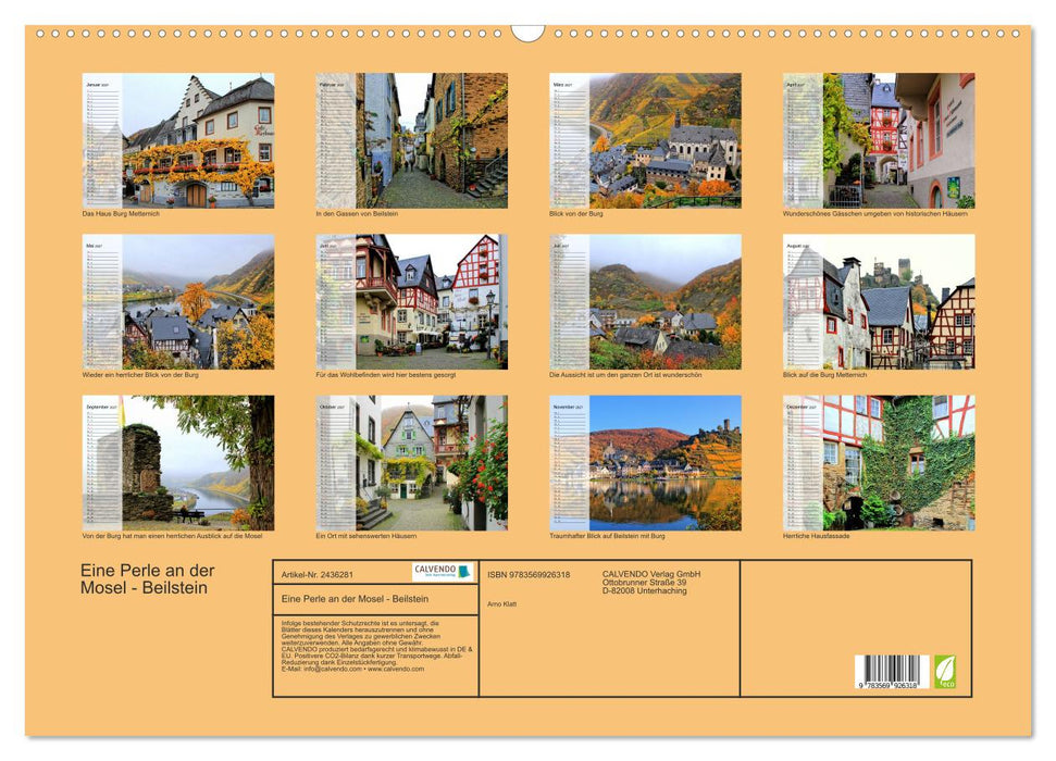 Eine Perle an der Mosel - Beilstein (CALVENDO Wandkalender 2027)