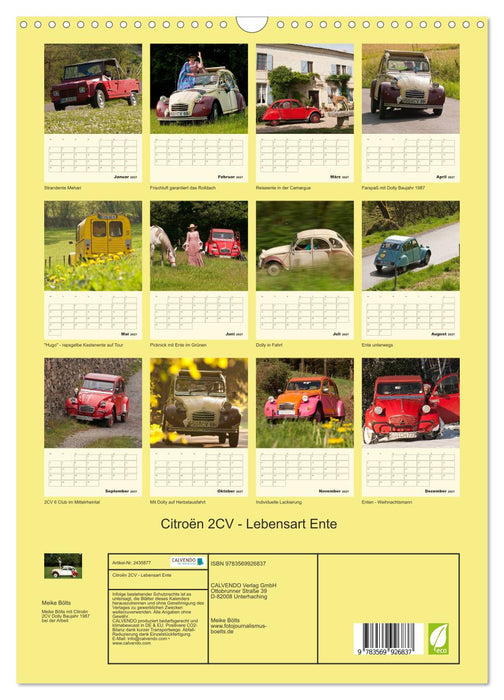 Citroën 2CV - Lebensart Ente (CALVENDO Wandkalender 2027)