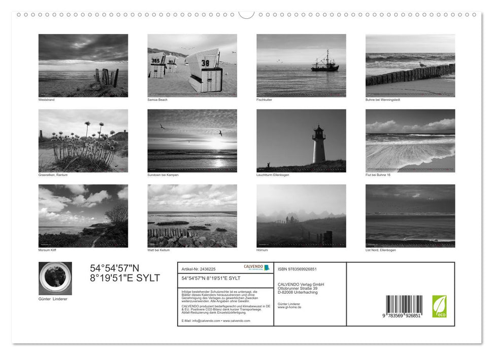 54°54'57"N 8°19'51"E SYLT (CALVENDO Premium Wandkalender 2027)