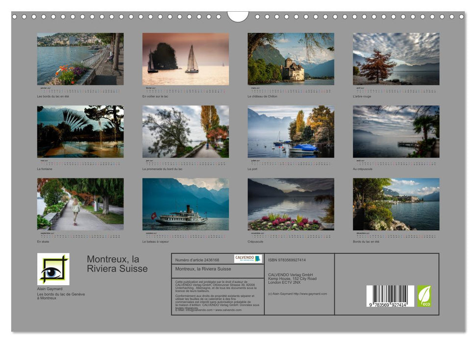 Montreux, la Riviera Suisse (CALVENDO Calendrier mensuel 2027)