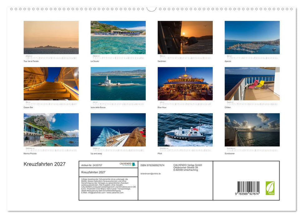 Kreuzfahrten 2027 (CALVENDO Premium Wandkalender 2027)