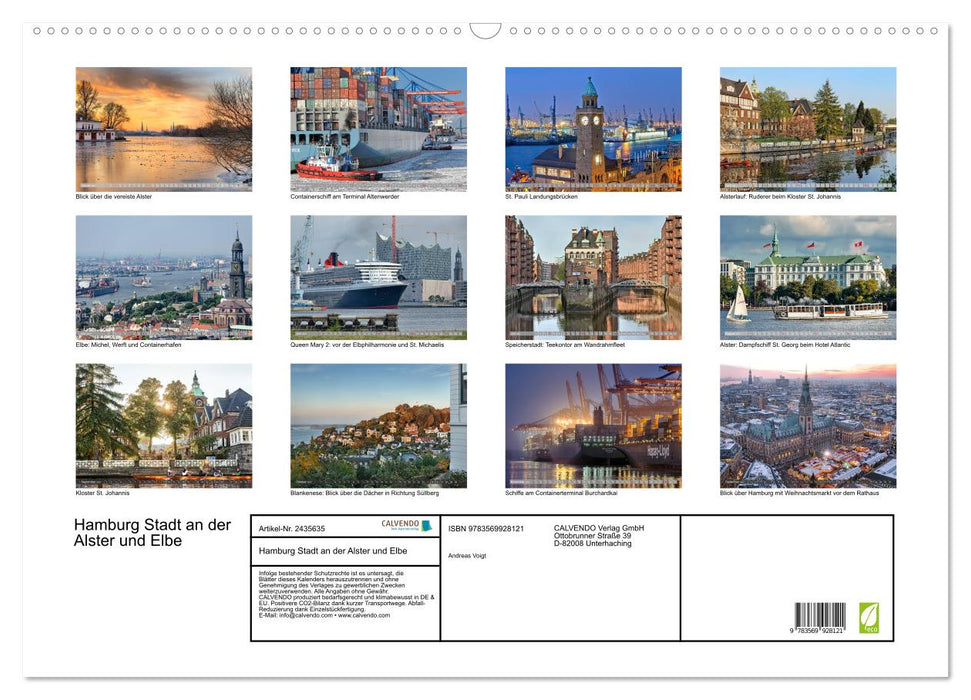 Hamburg Stadt an der Alster und Elbe (CALVENDO Wandkalender 2027)
