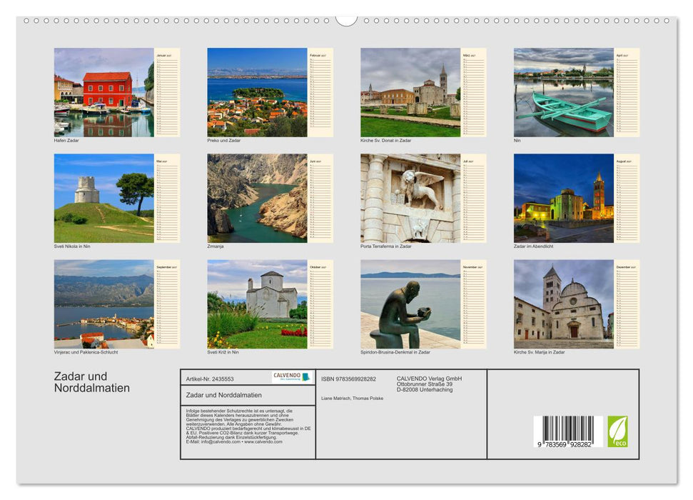 Zadar und Norddalmatien (CALVENDO Premium Wandkalender 2027)