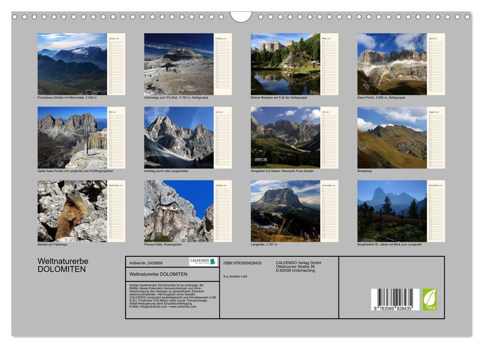 Weltnaturerbe DOLOMITEN (CALVENDO Wandkalender 2027)