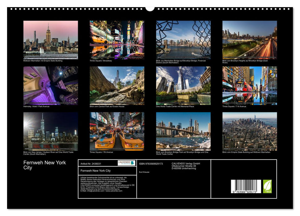 Fernweh New York City (CALVENDO Premium Wandkalender 2027)