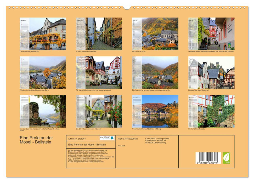 Eine Perle an der Mosel - Beilstein (CALVENDO Premium Wandkalender 2027)
