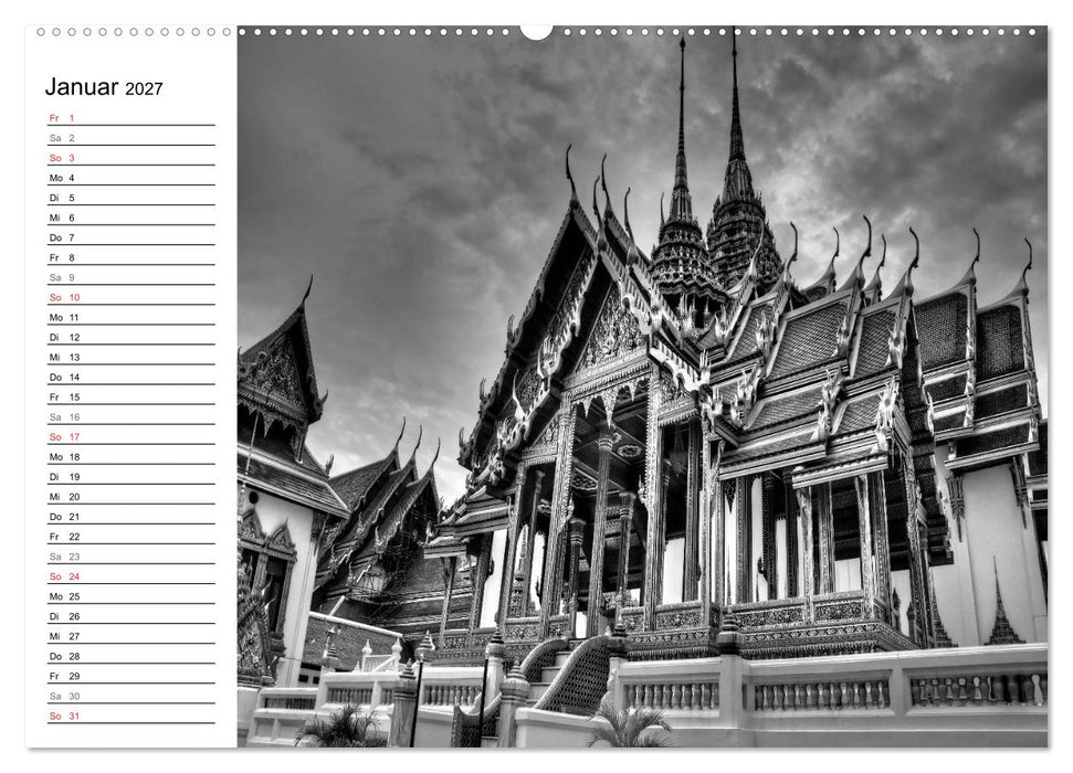 Bangkok Impressionen in Schwarz Weiß (CALVENDO Wandkalender 2027)