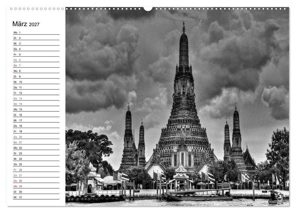 Bangkok Impressionen in Schwarz Weiß (CALVENDO Wandkalender 2027)