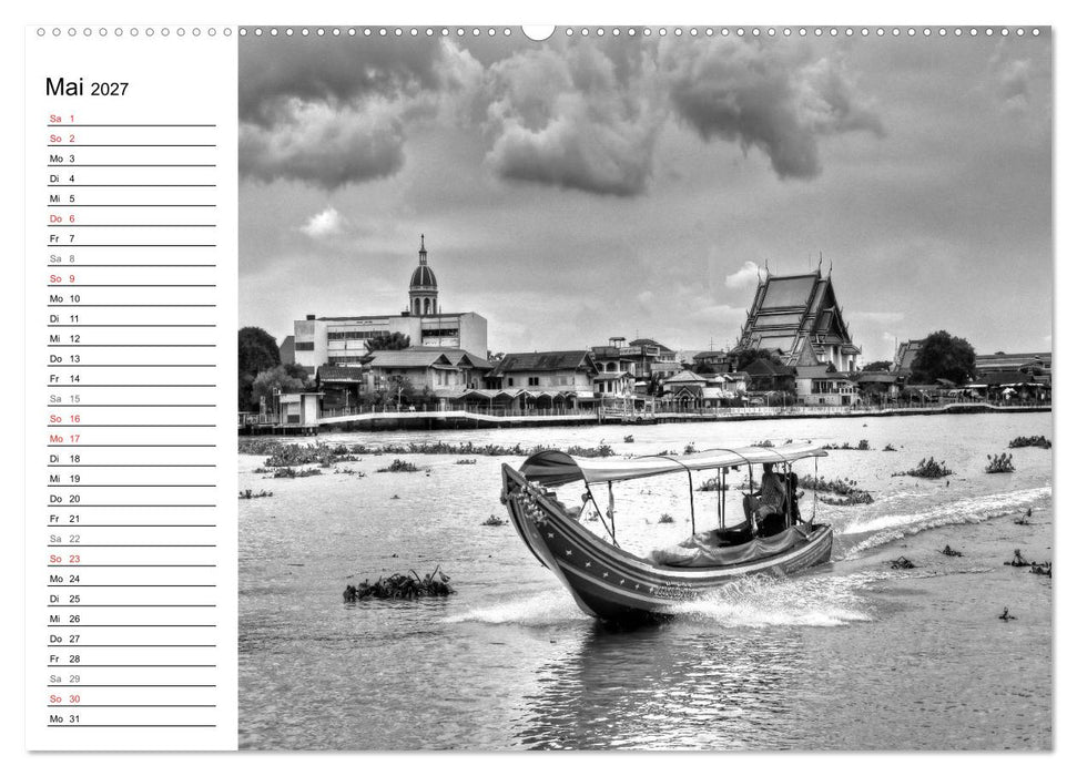 Bangkok Impressionen in Schwarz Weiß (CALVENDO Wandkalender 2027)