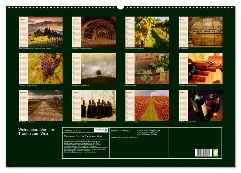 Weinanbau. Von der Traube zum Wein (CALVENDO Wandkalender 2027)