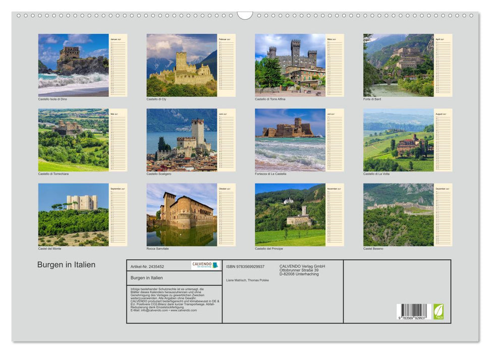 Burgen in Italien (CALVENDO Wandkalender 2027)