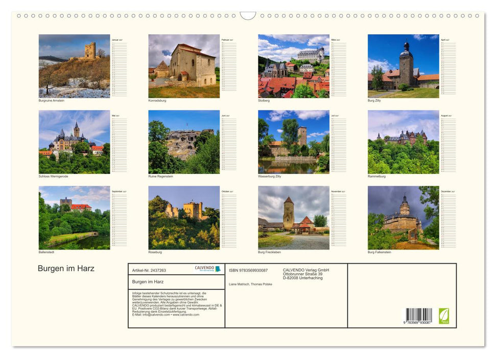 Burgen im Harz (CALVENDO Wandkalender 2027)