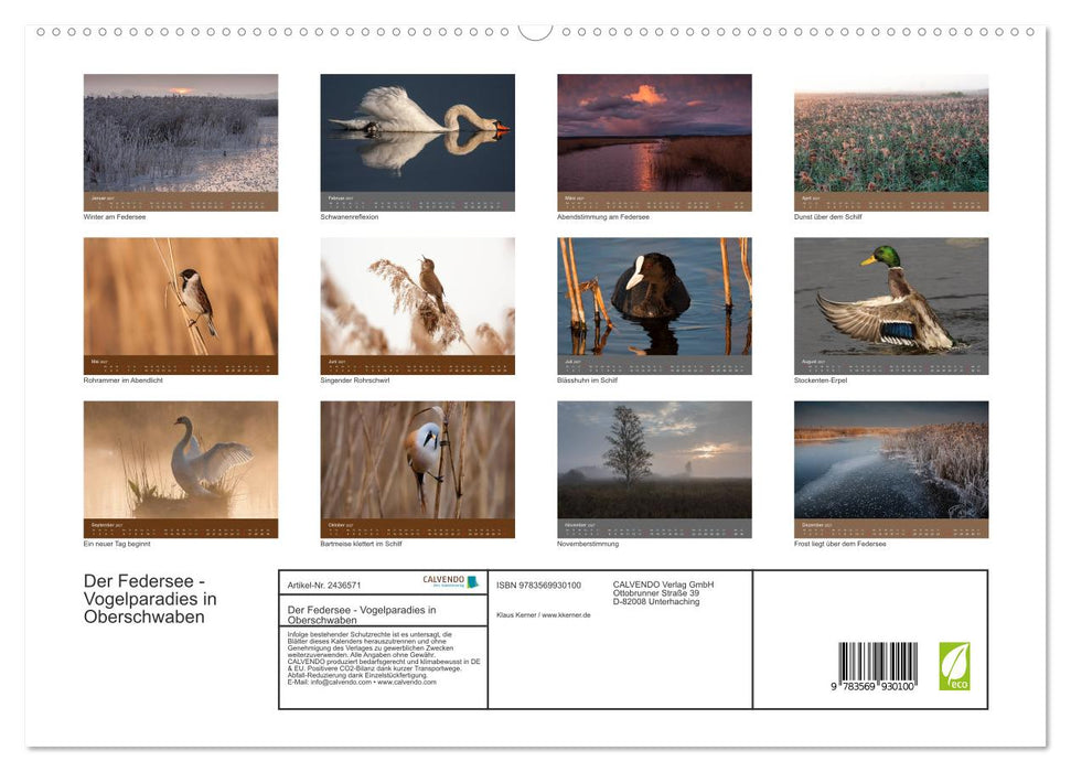 Der Federsee - Vogelparadies in Oberschwaben (CALVENDO Premium Wandkalender 2027)