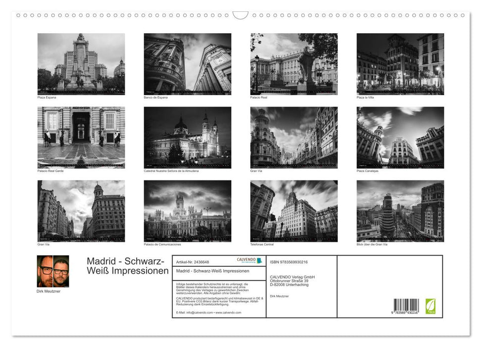 Madrid - Schwarz-Weiß Impressionen (CALVENDO Wandkalender 2027)