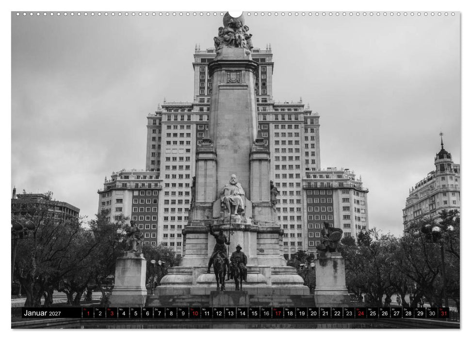 Madrid - Schwarz-Weiß Impressionen (CALVENDO Wandkalender 2027)
