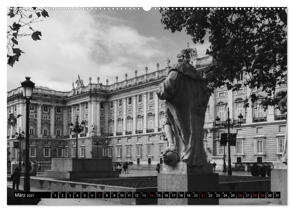 Madrid - Schwarz-Weiß Impressionen (CALVENDO Wandkalender 2027)