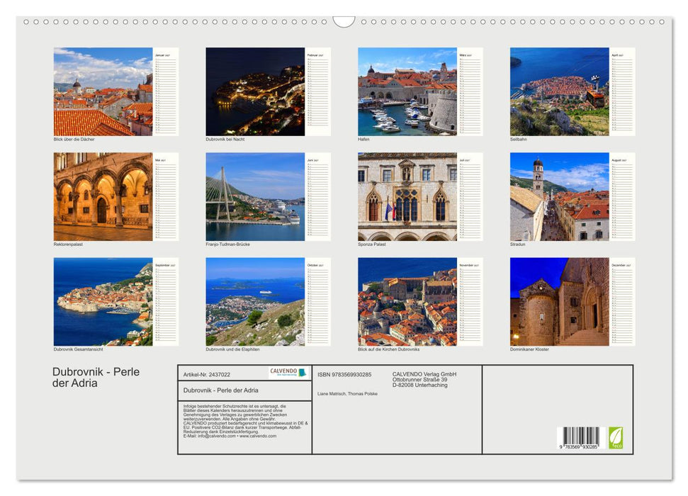 Dubrovnik - Perle der Adria (CALVENDO Wandkalender 2027)