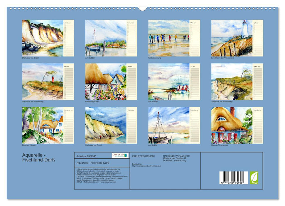 Aquarelle - Fischland-Darß (CALVENDO Premium Wandkalender 2027)