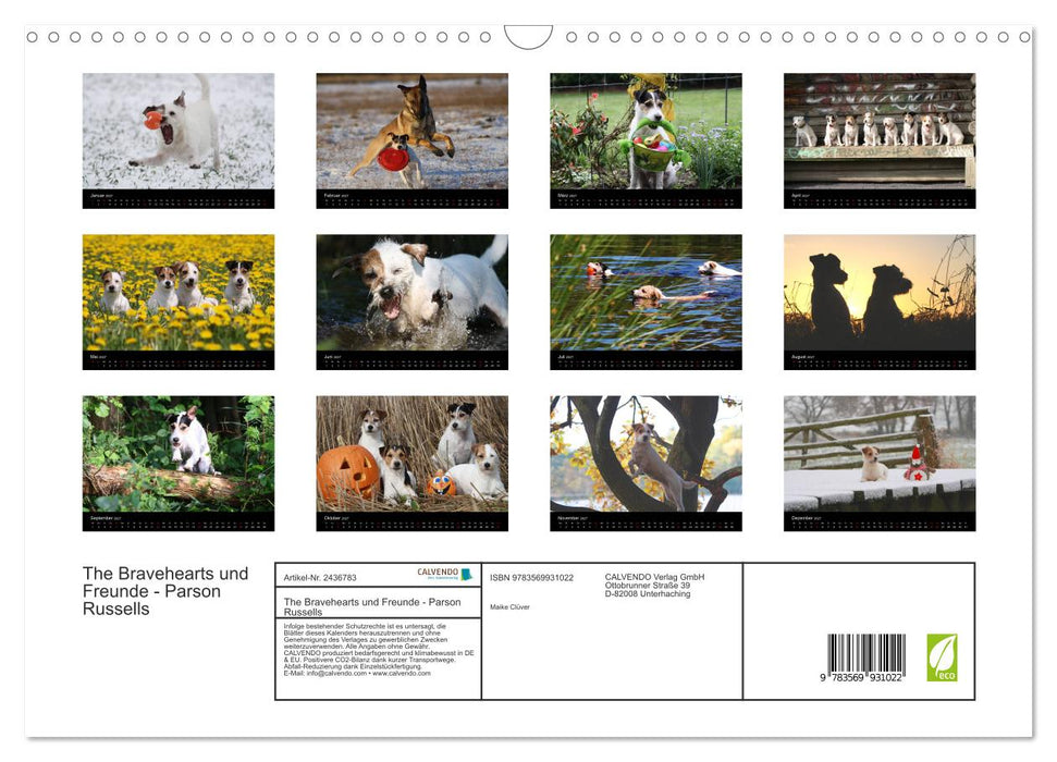 The Bravehearts und Freunde - Parson Russells (CALVENDO Wandkalender 2027)