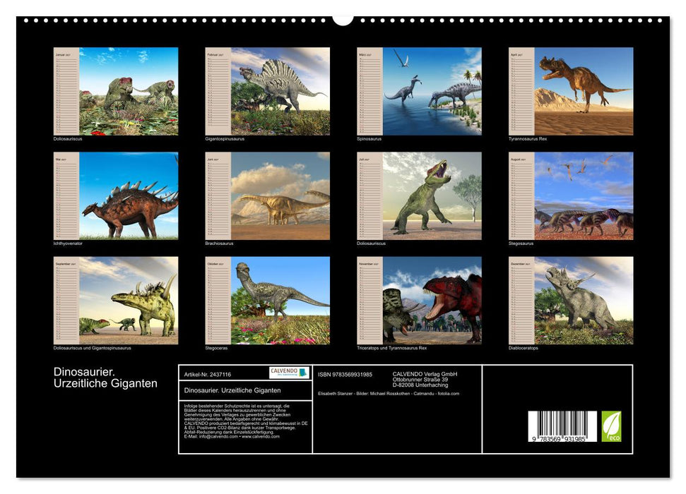 Dinosaurier. Urzeitliche Giganten (CALVENDO Premium Wandkalender 2027)