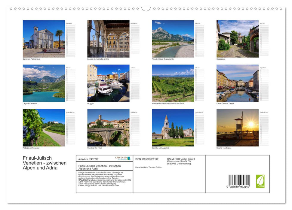 Friaul-Julisch Venetien - zwischen Alpen und Adria (CALVENDO Premium Wandkalender 2027)