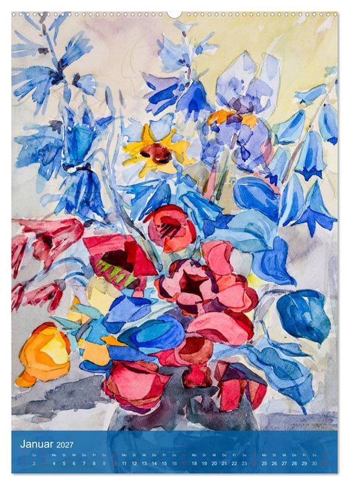 Karl Sock Blumenaquarelle (CALVENDO Premium Wandkalender 2027)