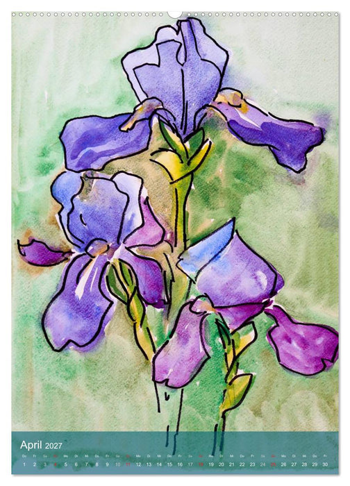 Karl Sock Blumenaquarelle (CALVENDO Premium Wandkalender 2027)