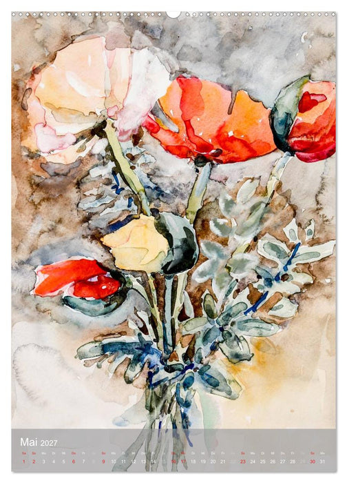 Karl Sock Blumenaquarelle (CALVENDO Premium Wandkalender 2027)
