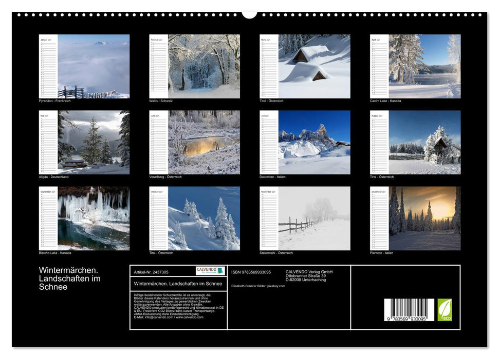 Wintermärchen. Landschaften im Schnee (CALVENDO Premium Wandkalender 2027)