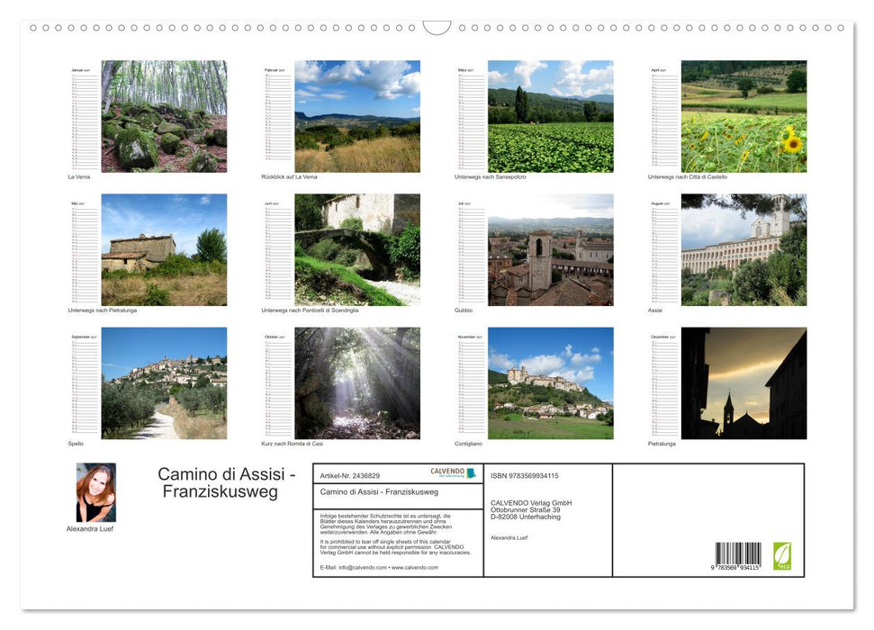 Camino di Assisi - Franziskusweg (CALVENDO Wandkalender 2027)