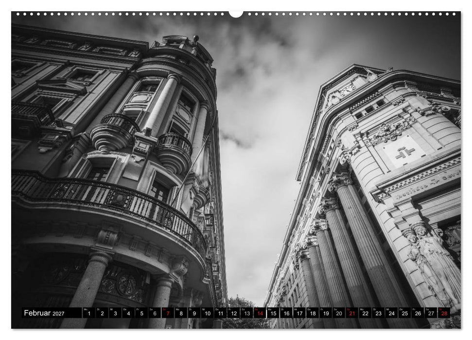 Madrid - Schwarz-Weiß Impressionen (CALVENDO Premium Wandkalender 2027)