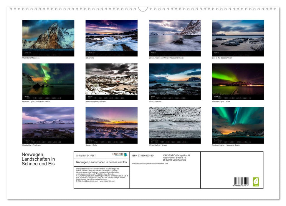 Norwegen, Landschaften in Schnee und Eis (CALVENDO Wandkalender 2027)
