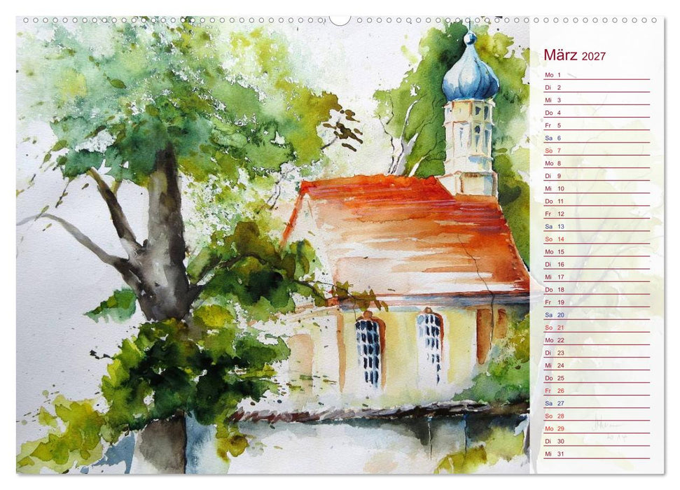 Murnau und das Blaue Land - Aquarelle und Fotografien (CALVENDO Wandkalender 2027)