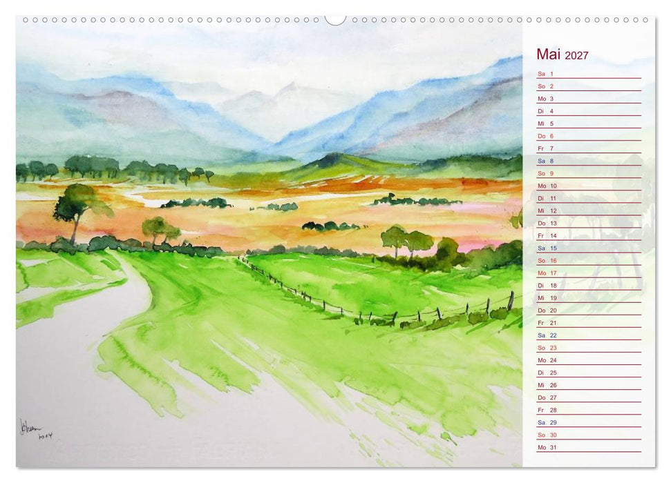 Murnau und das Blaue Land - Aquarelle und Fotografien (CALVENDO Wandkalender 2027)