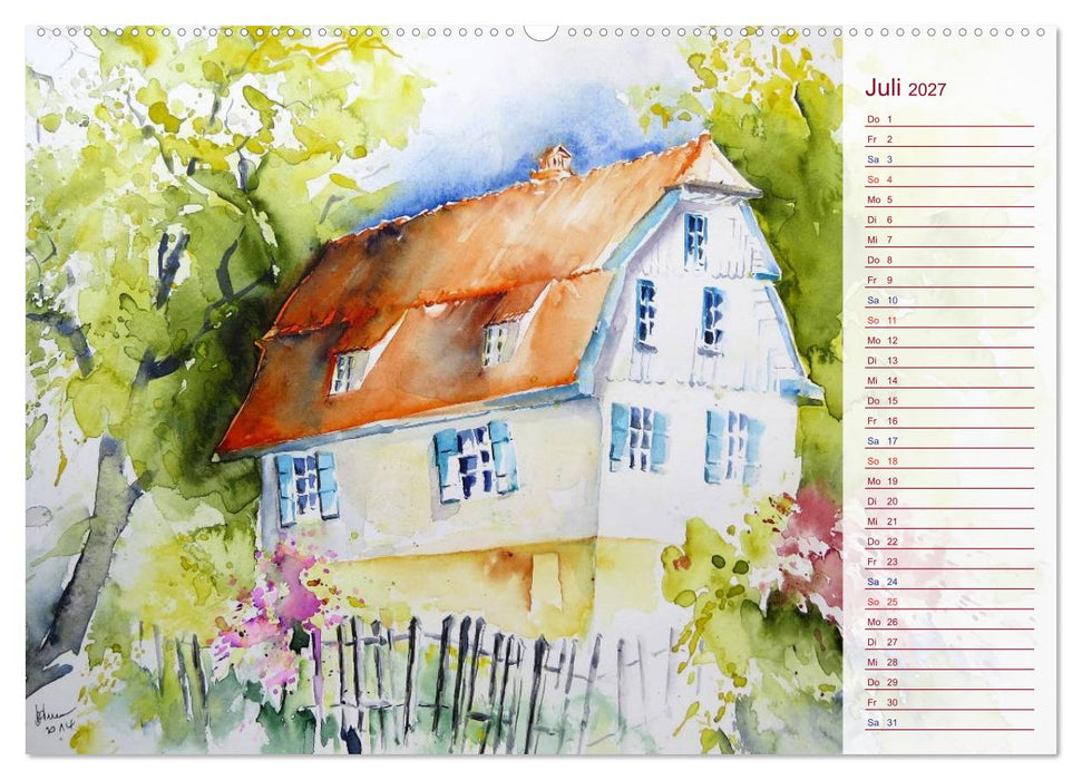 Murnau und das Blaue Land - Aquarelle und Fotografien (CALVENDO Premium Wandkalender 2027)