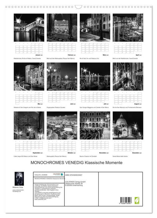 MONOCHROMES VENEDIG Klassische Momente (CALVENDO Wandkalender 2027)