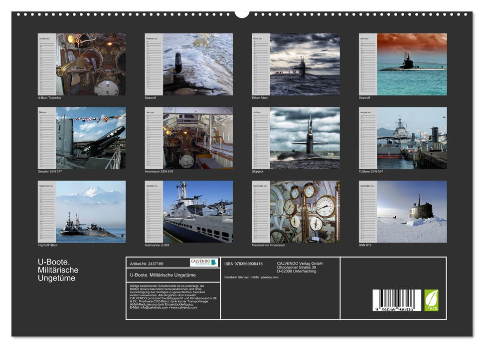 U-Boote. Militärische Ungetüme (CALVENDO Premium Wandkalender 2027)
