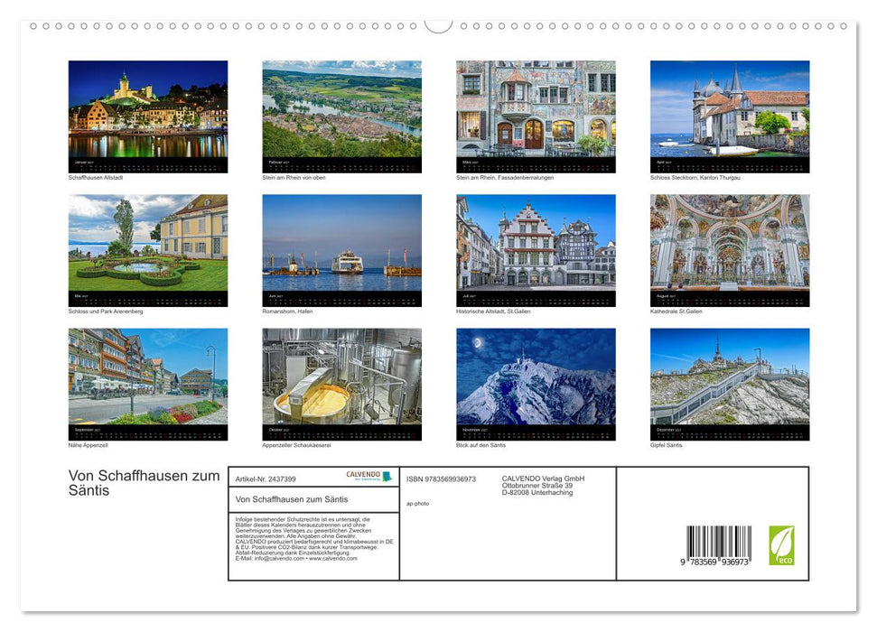 Von Schaffhausen zum Säntis (CALVENDO Premium Wandkalender 2027)
