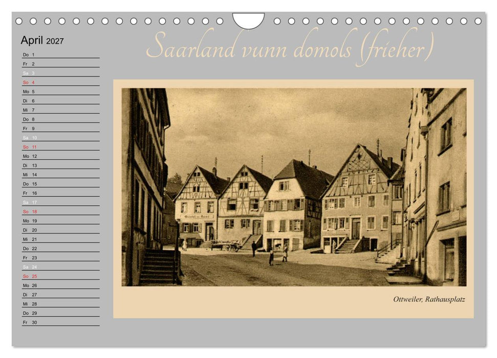 Saarland - vunn domols (frieher) (CALVENDO Wandkalender 2027)