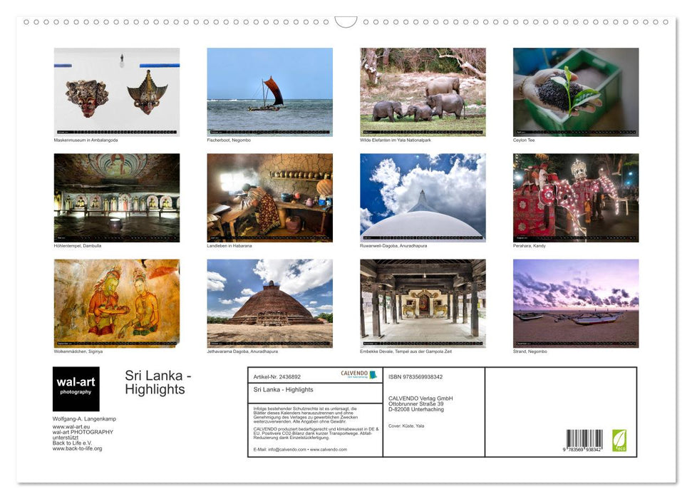 Sri Lanka - Highlights (CALVENDO Wandkalender 2027)