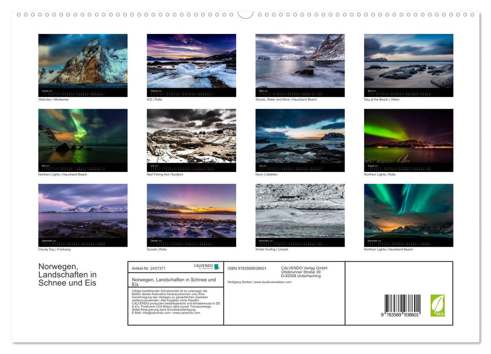 Norwegen, Landschaften in Schnee und Eis (CALVENDO Premium Wandkalender 2027)